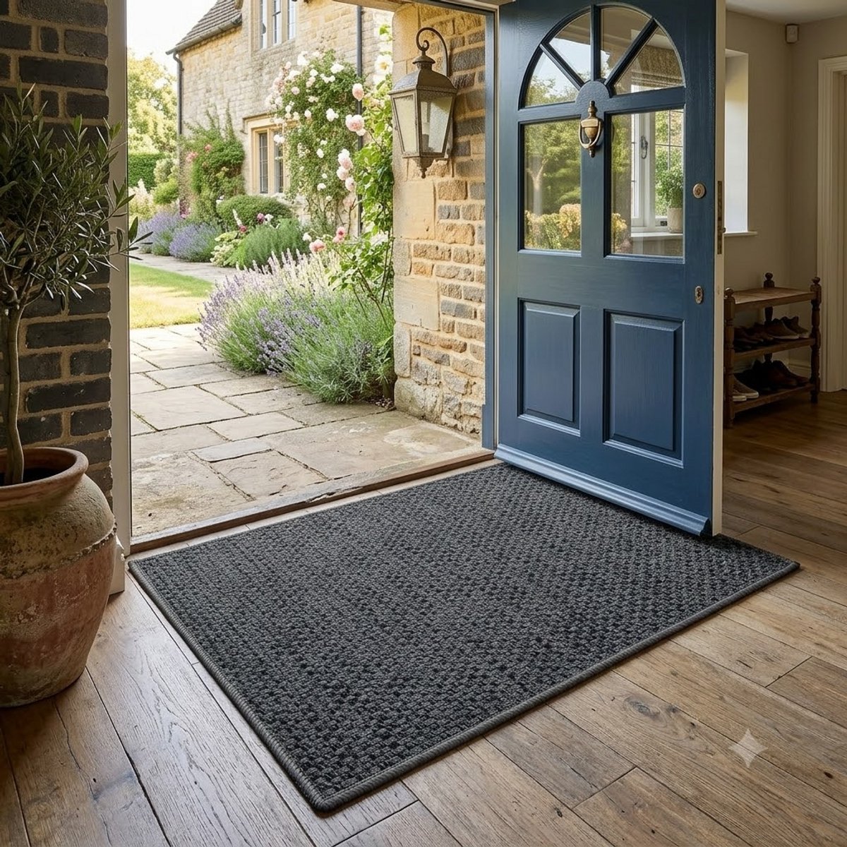 Maison Elara Deurmat Binnen 60x90 cm - Absorberend Wasbaar Vuilvangmat - Antislip Dunne Entreekleed Voordeur - Donkergrijs