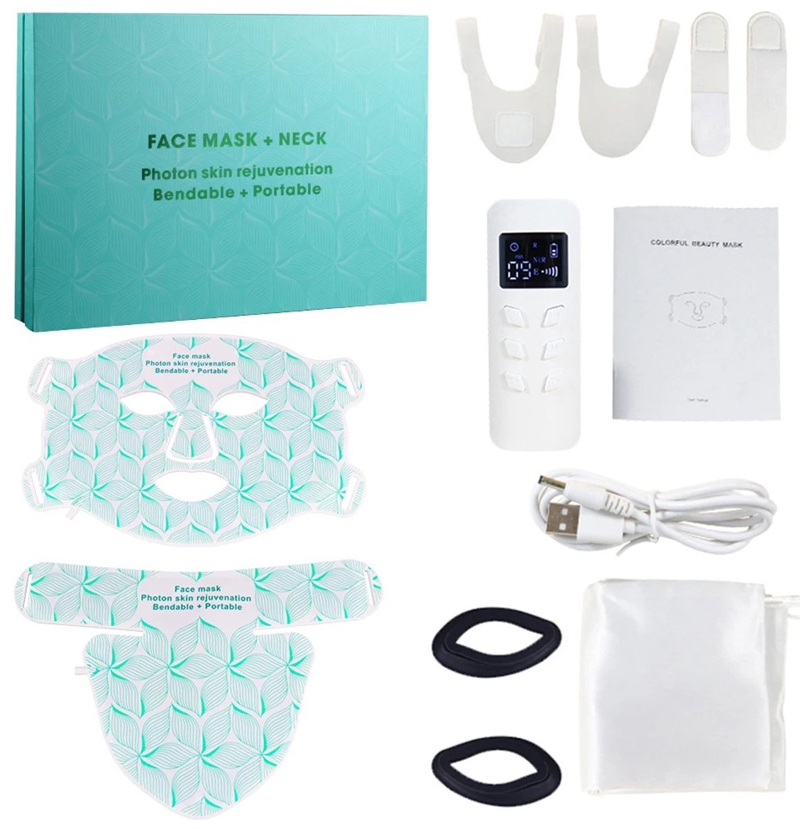 Golaro Gezichtsmasker - LED Masker - LED Gezichtsmasker - LED Masker Lichttherapie - Gezicht & Nekmasker - Infrarood - Wit+Setbox