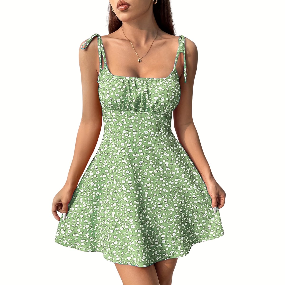 Currero Zomerjurk Dames Zomerjurken Volwassenen Vrouwen Midi Jurk Ibiza Stijl Sundress Dress Matchagroen Matcha-kleur
