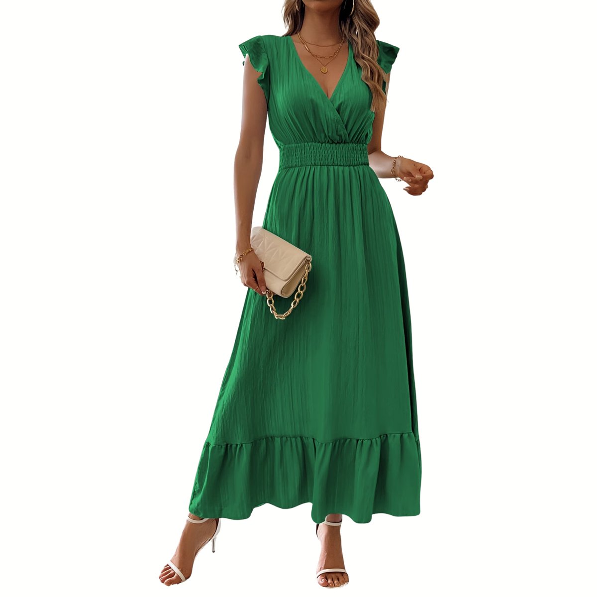 Currero Zomerjurk Dames Zomerjurken Volwassenen Vrouwen Midi Jurk Ibiza Stijl Sundress Dress Smaragdgroen