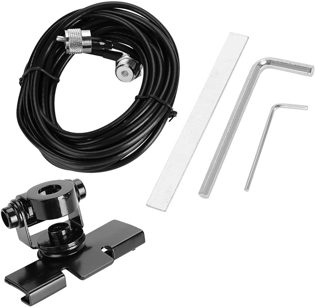 Dailygoods- Antennebeugel - Beugel Stand Mount - Auto Clip Mount - Rubber Montage Mat - 5 Meter Verlenglijn - PL259 Connector - Antennehouder
