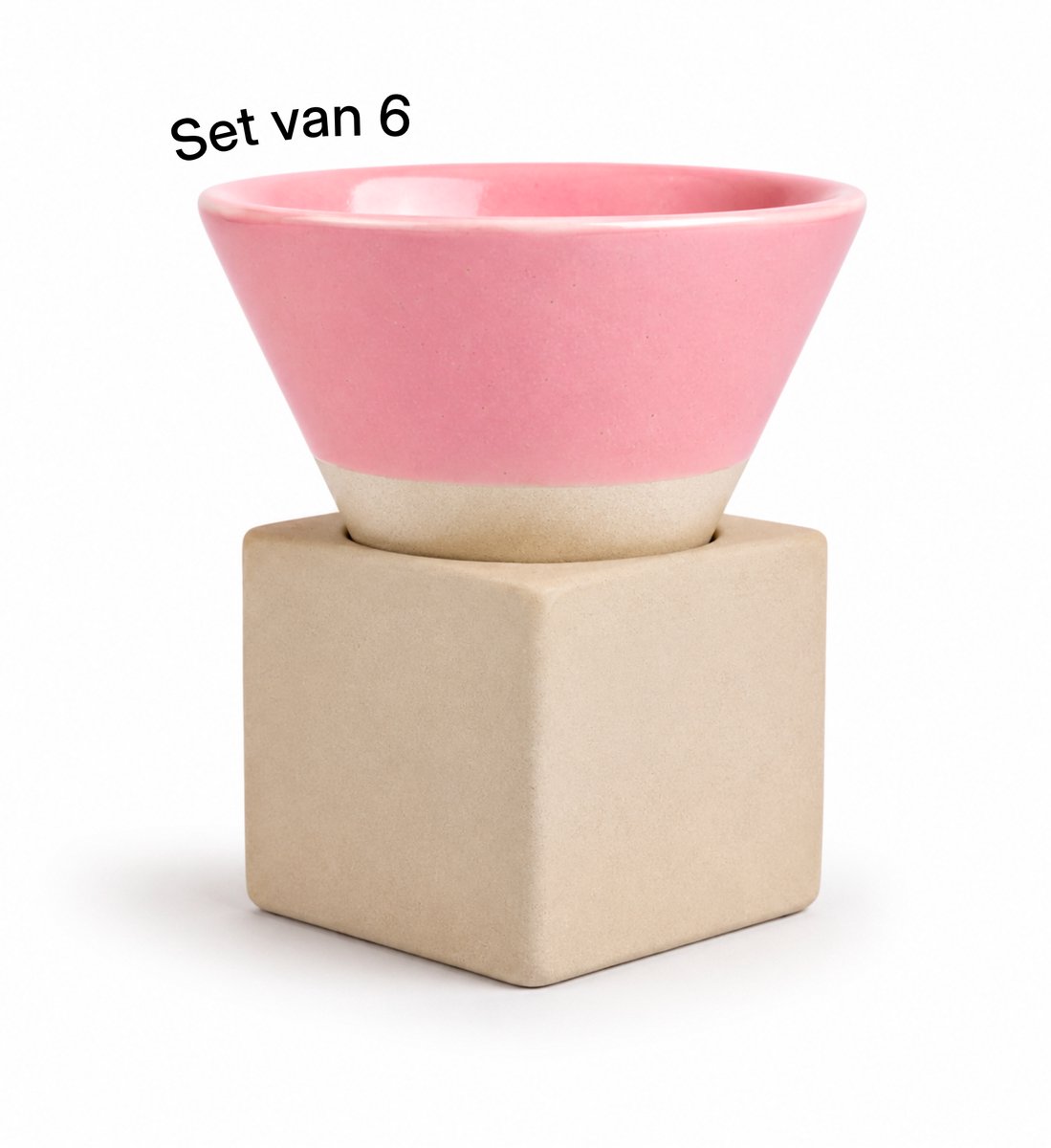 Proefer 6x Roze Keramieken Kopje 190ml – Cilindervorm – Geglazuurde Afwerking – Design Koffiekopje met Vierkante Basis – Geschikt voor Espresso, Cappuccino & Thee