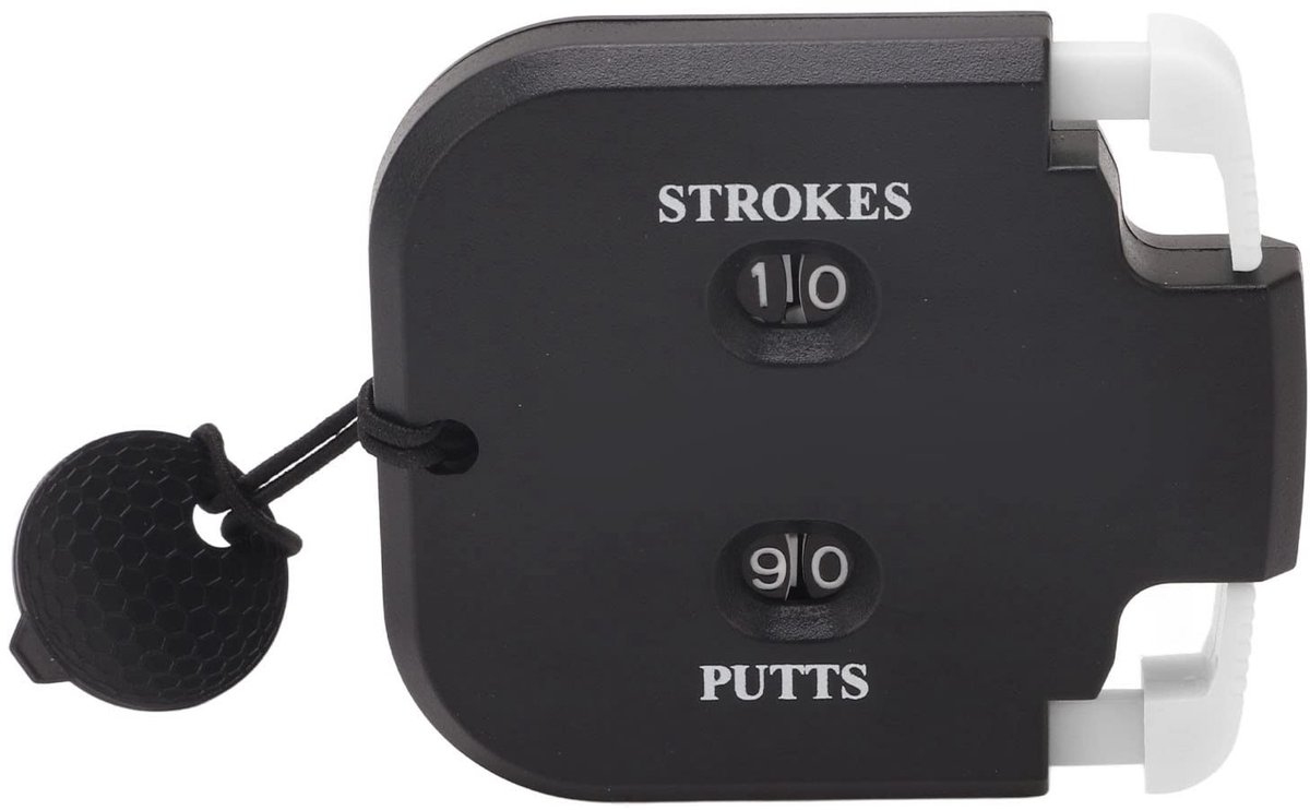 Dailygoods - Golfscoreteller - Mechanische Slagteller - Compact en Draagbaar - Zwart lichaam witte pers - Scoren in Stijl - Geschikt voor 2 Spelers