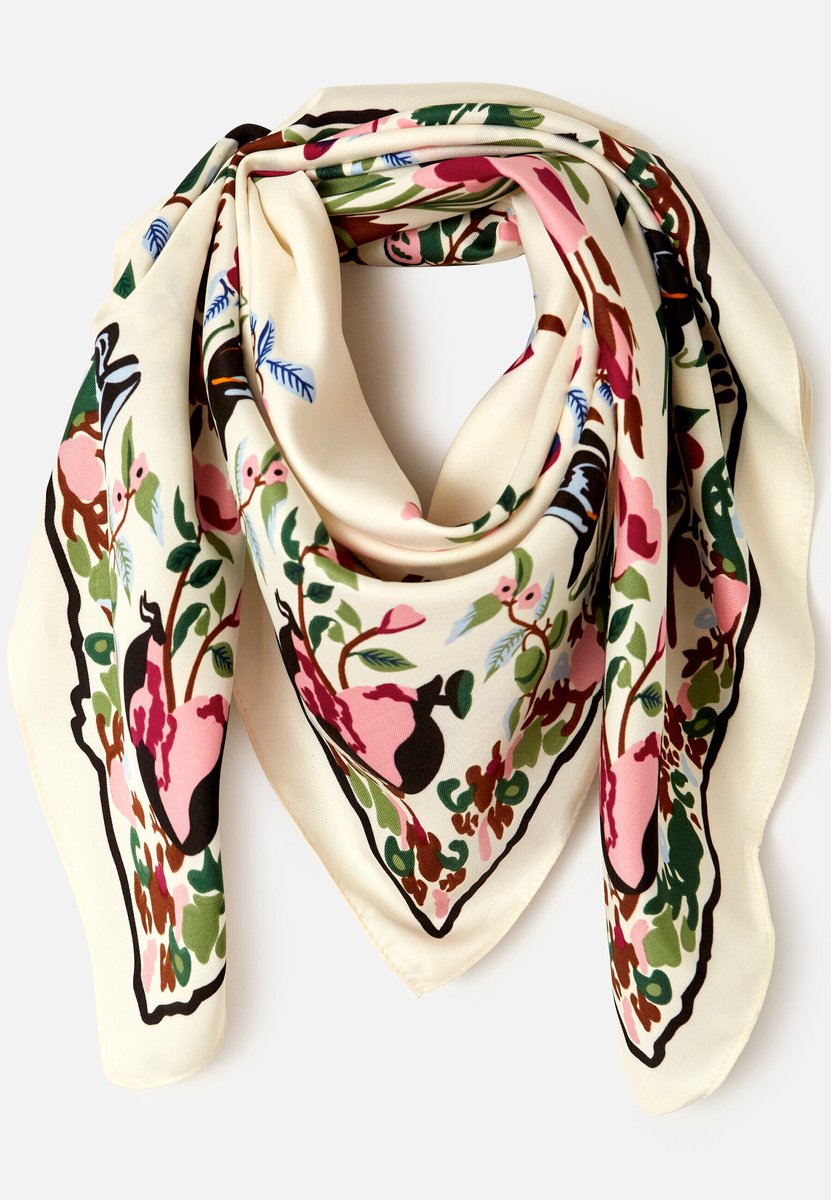 Damart - Sjaal met botanische print - Dames - Wit - Taille Unique