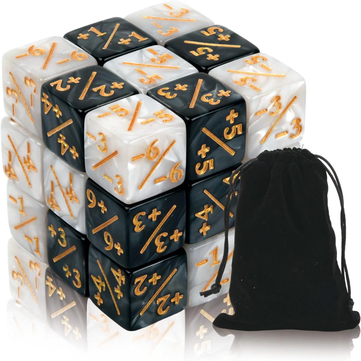 Dobbelstenen set 48 stuks - D6 dobbelstenen - 24 zwarte en 24 witte - ideaal voor kaartspellen - ShopVlot