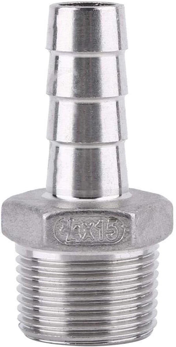 Hose connector 1/8"~3/4" - RVS 304 - Barbed wire adapter - Sterke en duurzame verbinding - ShopVlot