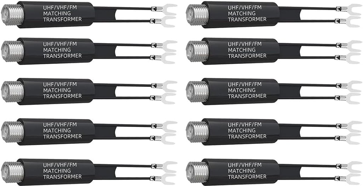 Antenne adapter 75ohm naar 300ohm - 10 stuks - UHF VHF FM - voor TV en radio-ontvangst - ShopVlot