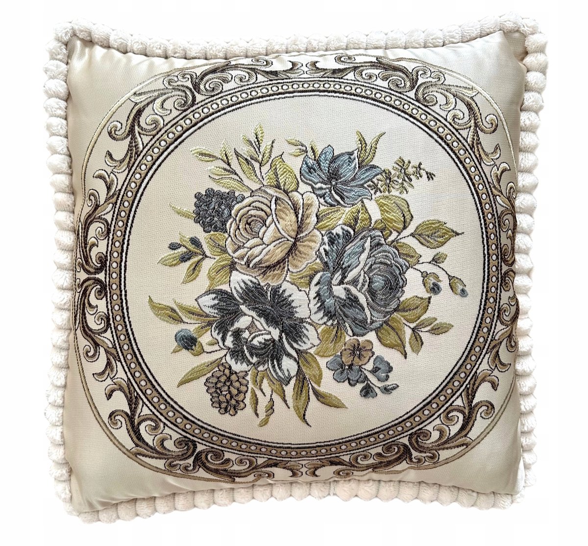 Kleurrijke Decoratieve Kussensloop 45x45cm met Bloemenprint en Pompons