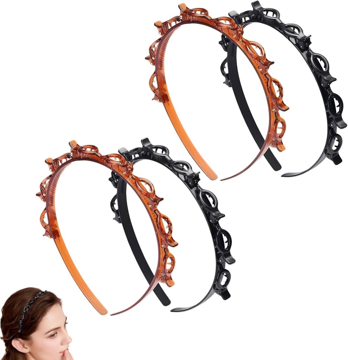 Haarspelden dubbele franjes 4 stuks - anti-slip haarband - dubbele laag haarklip - snel een trendy kapsel - ShopVlot