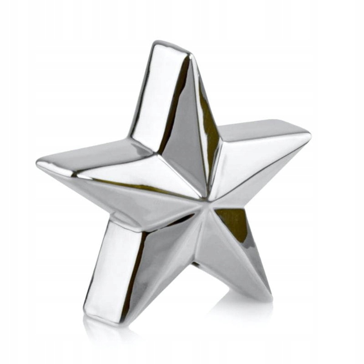 Zilveren Kerstster Decoratie Figuur - Keramiek, 8 cm