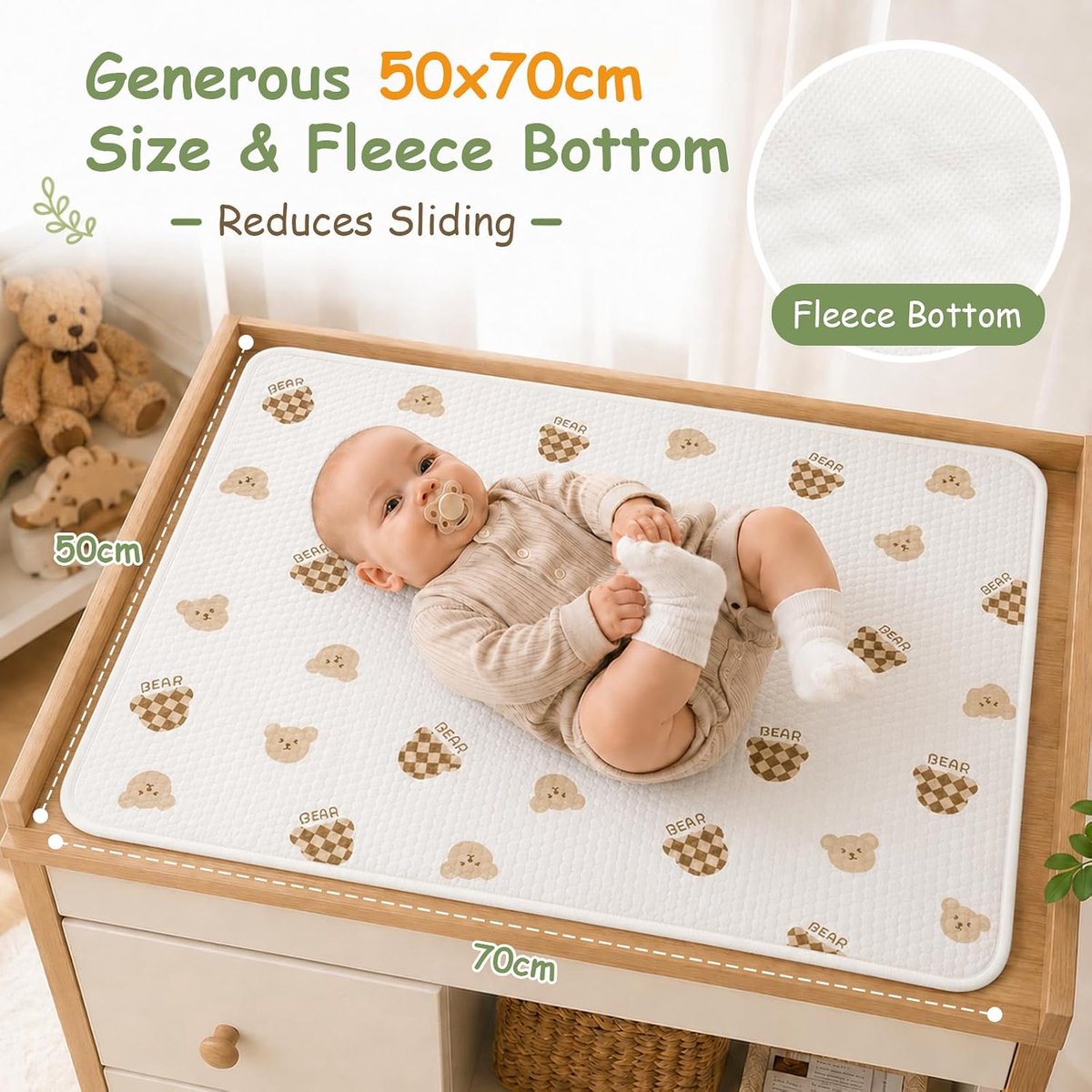 Aankleedmatten set van 3 - 50 x 70 cm - wasbaar - schattige motieven - altijd een schone reserve - ShopVlot