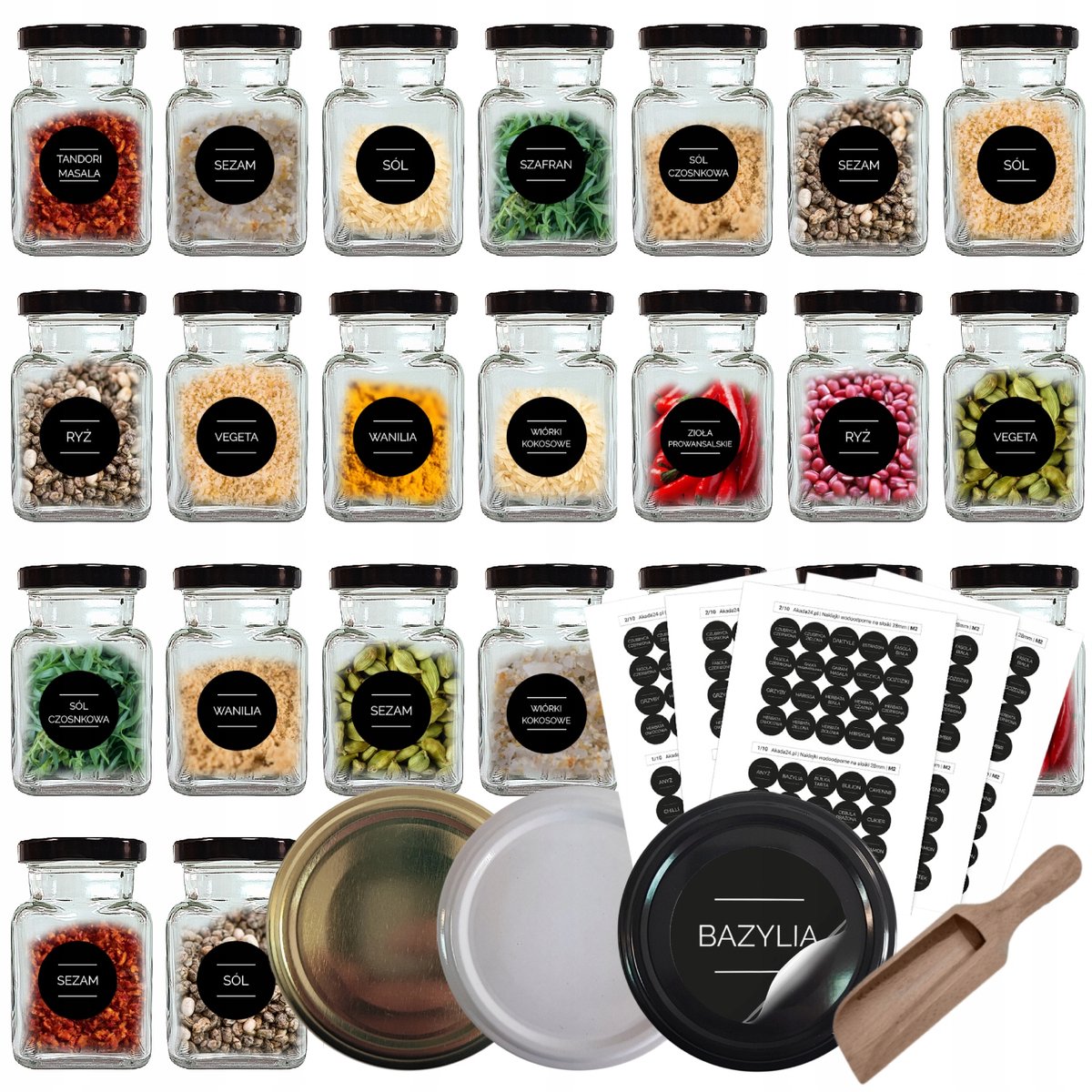 20x Glazen Kruidenpotjes 150ml met Deksel & Stickers