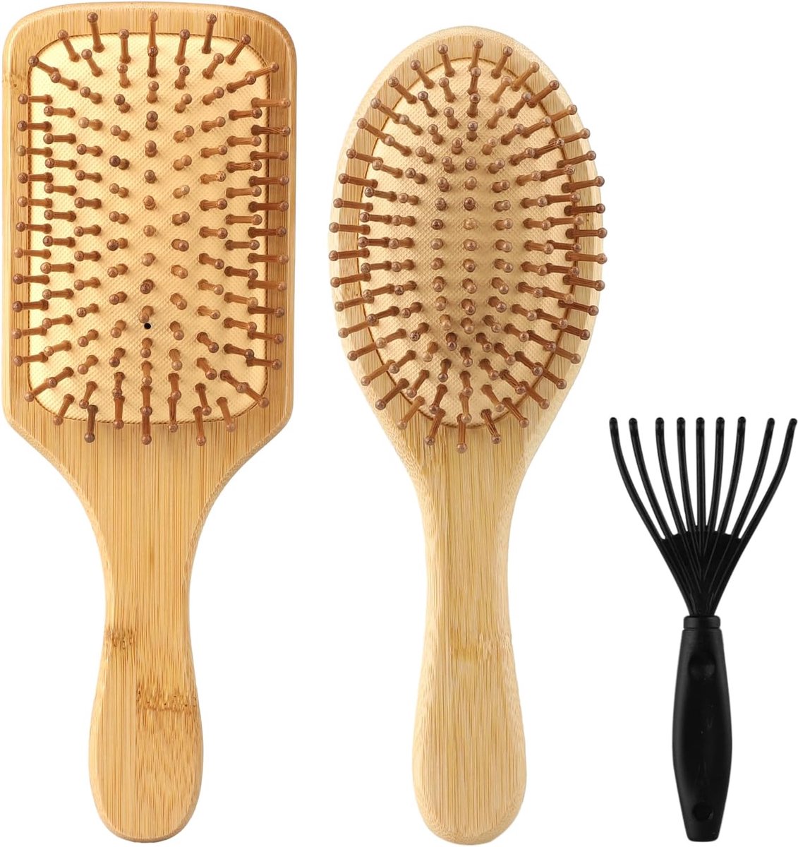 Haarborstel set 2 stuks - Bamboe - Natuurlijke haren - Optimale haarverzorging - ShopVlot
