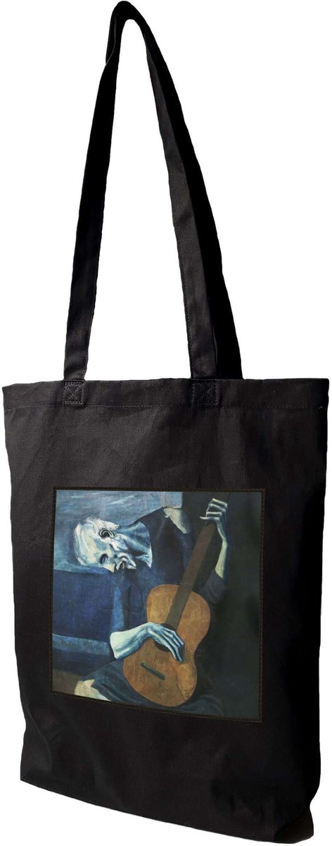 Shopper Tas met Picasso Gitaarprint - Canvas, 38x41cm