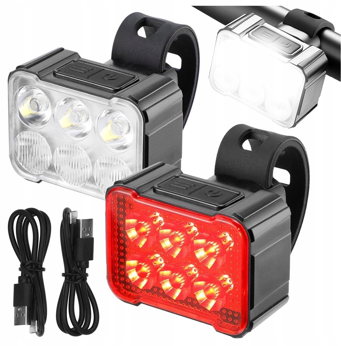 Alogy LED Fietslamp Set Voor & Achter - USB-C, Waterdicht IPX4