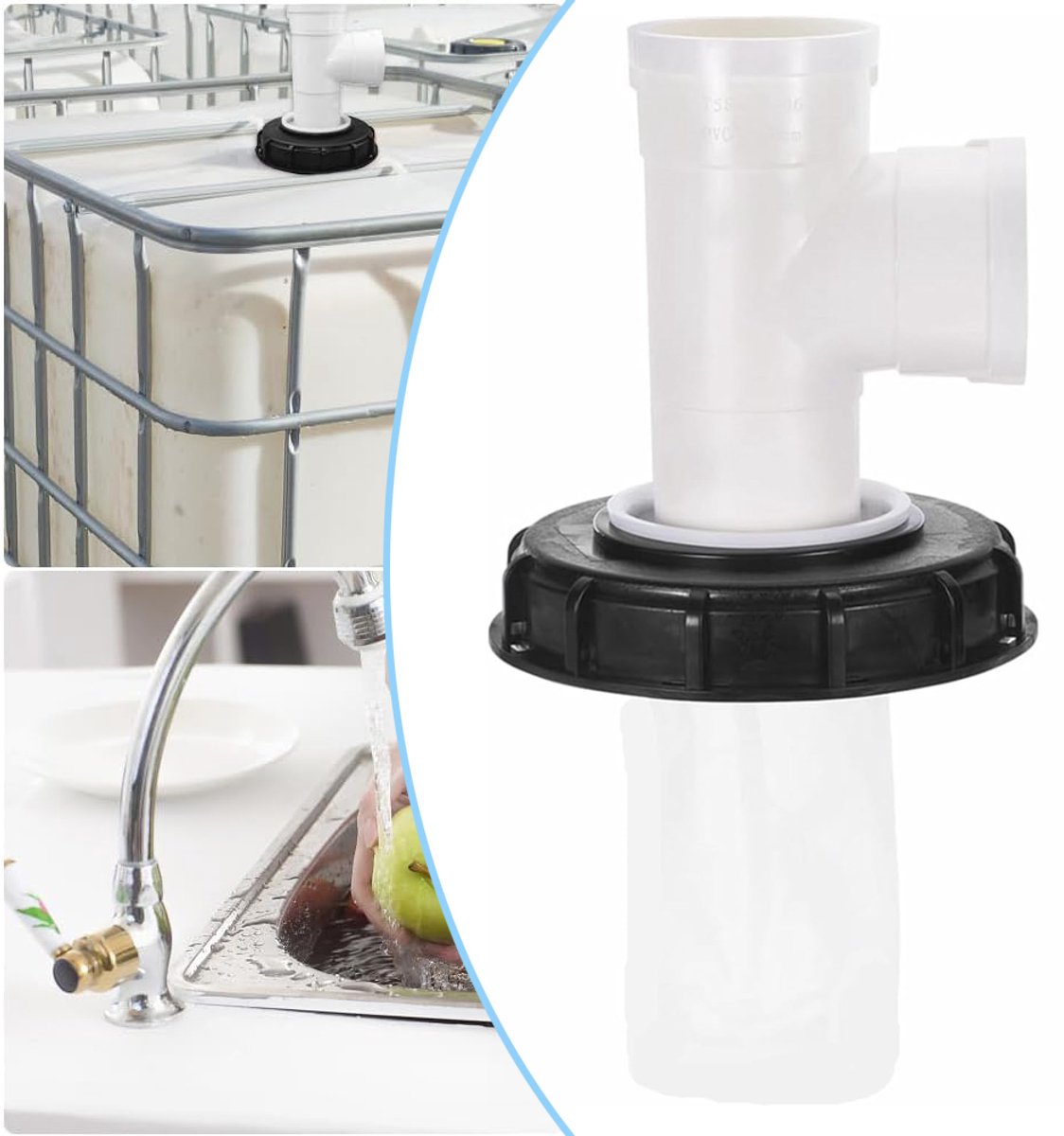 IBC-Containerdeksel Met Filter - DN150-165mm IBC Ton Vatdoppen - Deksel Voor Watertanks Met Pijp - IBC-Deksel Filterafdekking