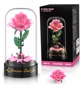 Simarrant Roos Bouwsets met Muziekdoos & Displaykoepel – 126 Delen, Roze Bloemen Botanische Muzikaal Draaiend Bouwpakket voor Volwassenen & Kinderen 6+ Jaar