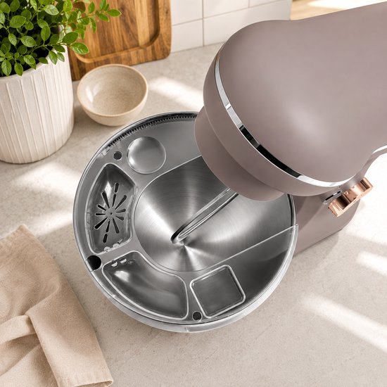 Berlinger Haus® Keukenmachine 1300W – Krachtige Mixer met 5L RVS Mengkom – 6 Snelheidsstanden – Pulsefunctie – Matt Taupe van Berlinger Haus — afbeelding 3
