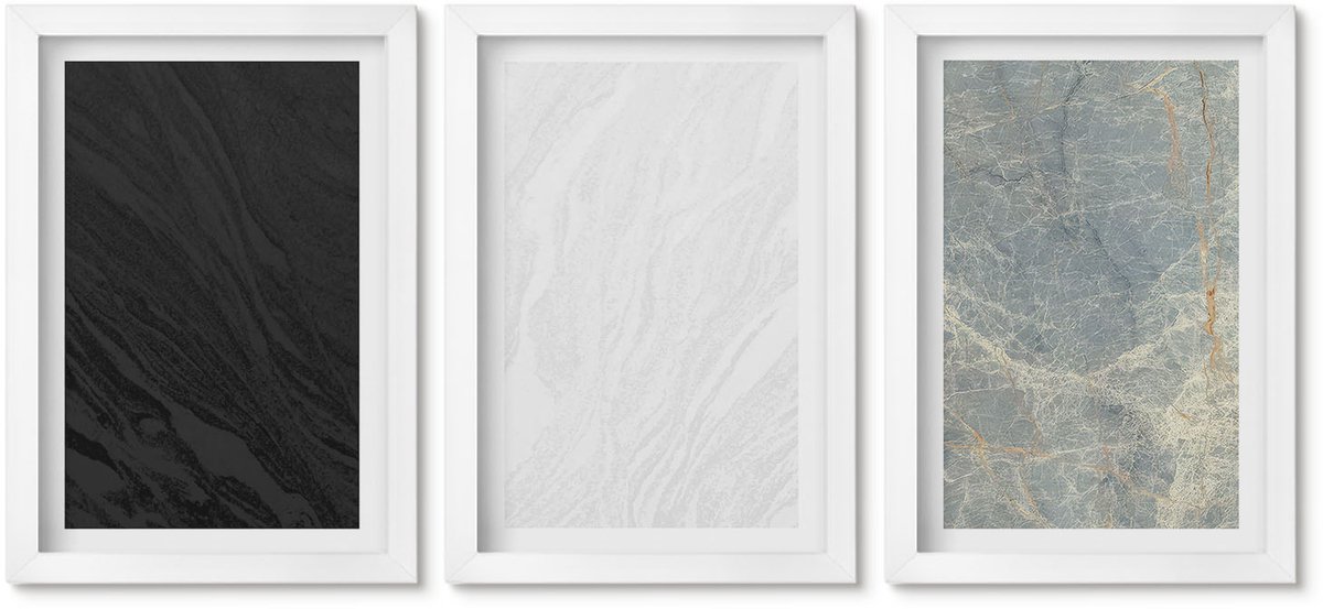 Wallfluent 3-Delige Schilderij Set - Diverse Kleuren Elegante Stenen Constructies - 20 x 30 - Wanddecoratie - Muurdecoratie - Woonkamer - Moderne Wanddecoratie