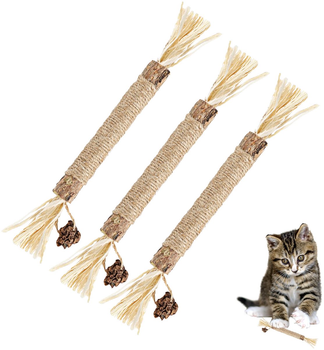 Kattenspeelgoed Silvervine Sticks - Natuurlijke Stokjes voor Katten - Tandreiniging en Speelplezier - ShopVlot