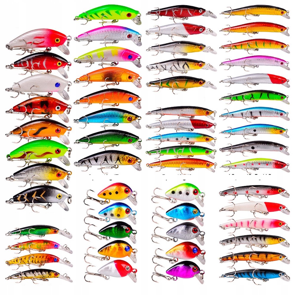 56 Wobblers Visset voor Snoek, Baars, Forel, Meerval - 2-8.5g