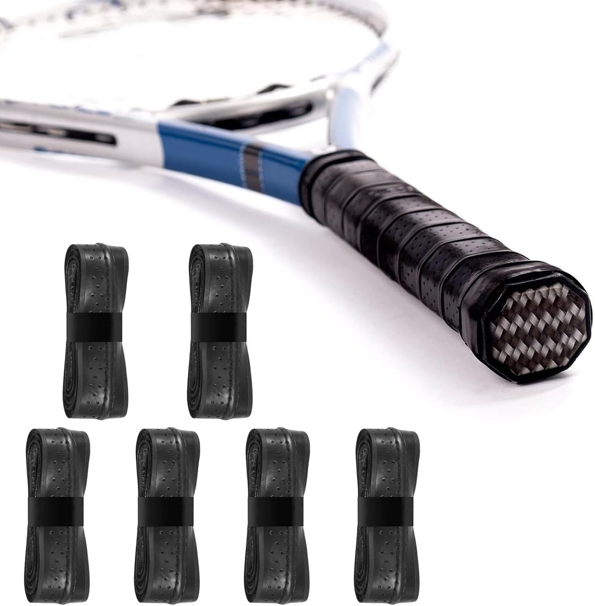 Grip bands voor tennisrackets - zelfklevend - zwart - verbeterde grip voor intensieve training - ShopVlot
