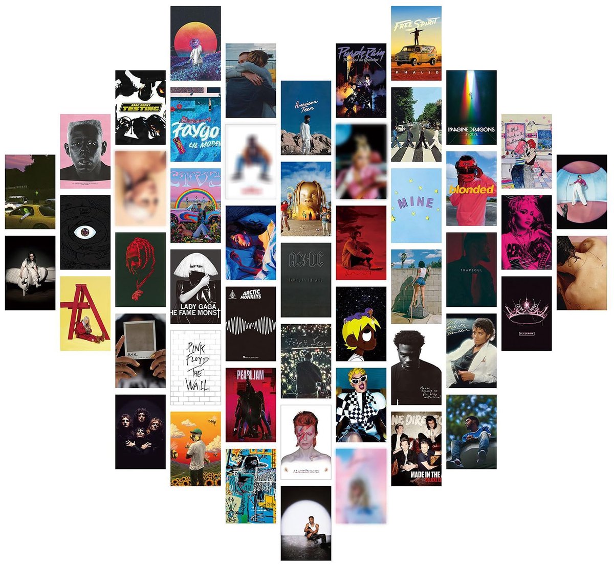 Wandcollages set 50-delig - vintage muziekposters - esthetische kamerdecoratie - perfect voor slaapzaal - ShopVlot