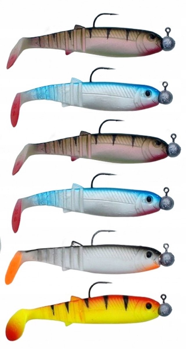 Savage Gear Cannibal 10cm Kunstazen Set - 6 stuks met Jigkoppen