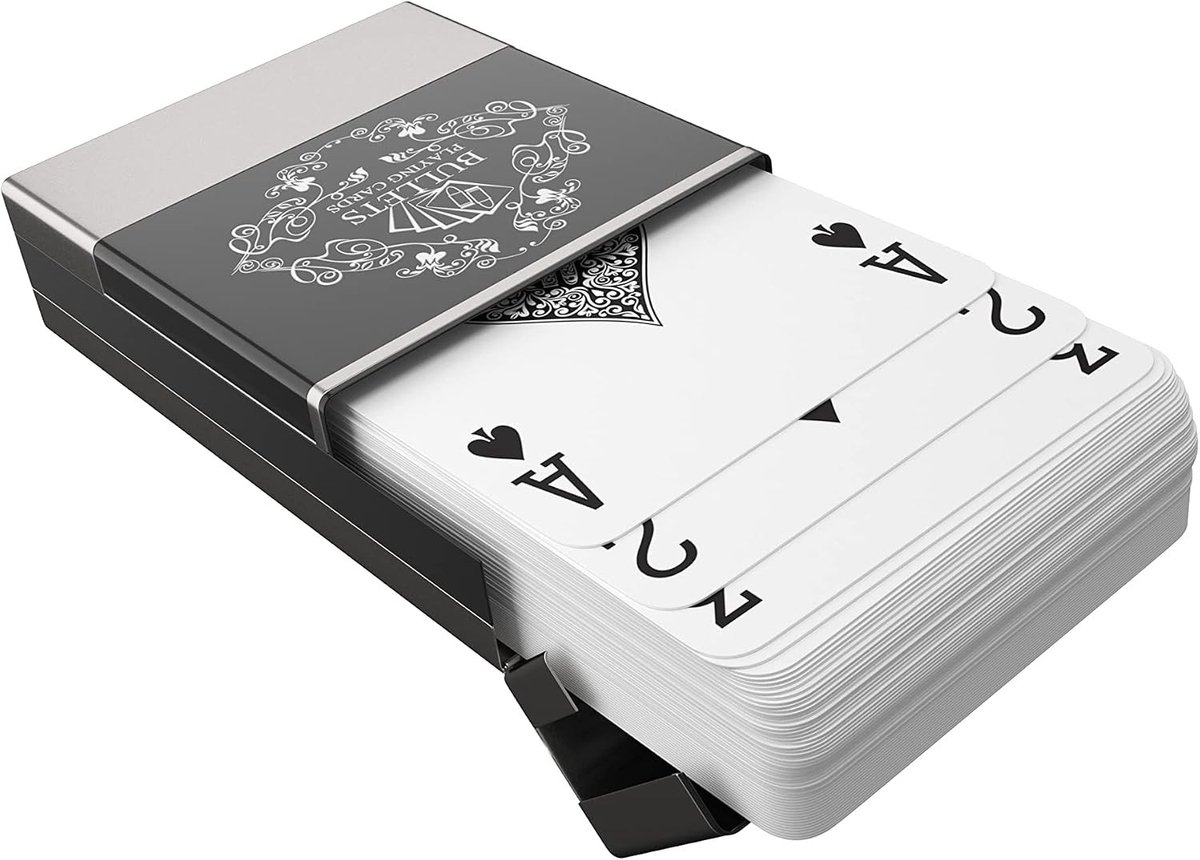 Backpacker Speelkaarten - Multi-kleur - Inclusief Spelregels en Cut-card - Waterdichte Plastic Kaarten in Aluminium Box - Voor Onderweg