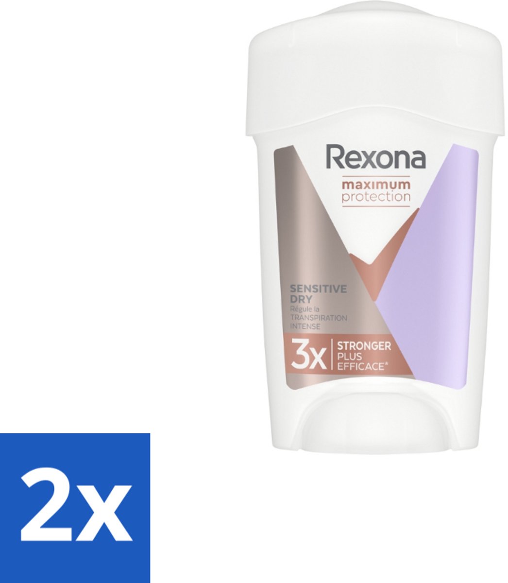 2 x Rexona Women - Deodorant Stick - Maximum Protection Sensitive Dry - Extra Bescherming - 45 ml - Rexona Deodorant - Anti-transpirant - Bescherming Tegen Zweet - Gevoelige Huid - Langdurige Bescherming