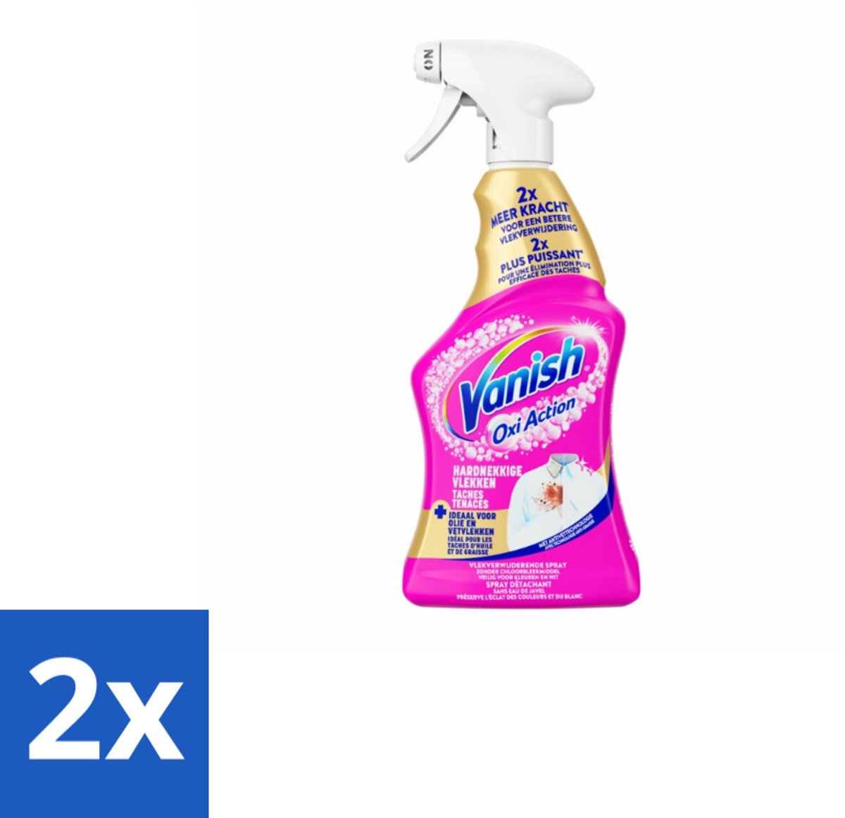 2 x Vanish - Vlekverwijderaar - Spray - Hardnekkige Vlekken - 500 ml - Vlekkenverwijderaar - Vlekkenspray - Hardnekkige Vlekken - Wasmiddel - Voorbehandeling