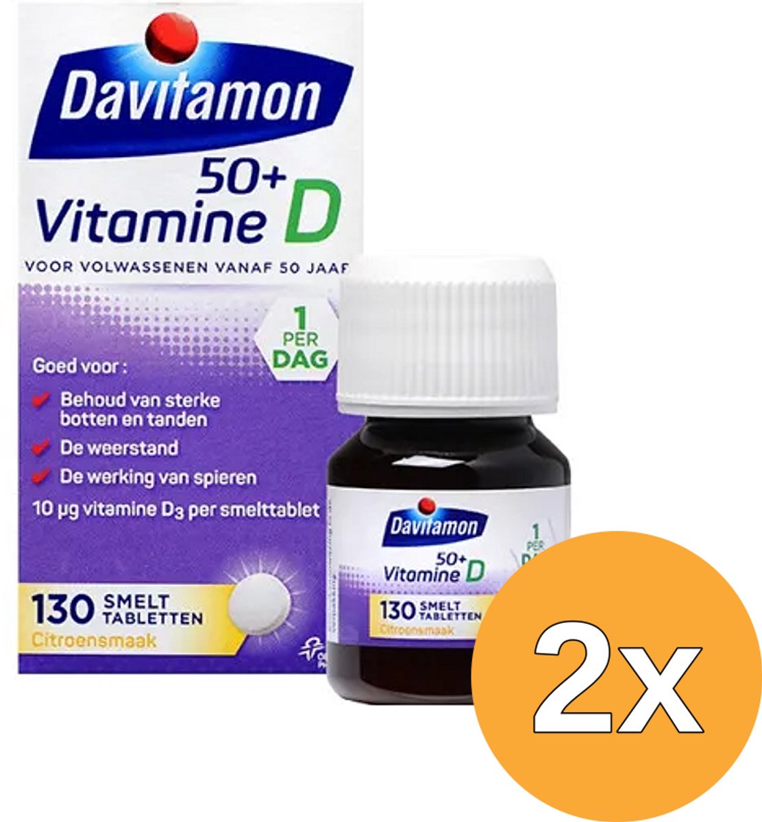 2x Davitamon D 50+ Smelttablet (130 tabletten)