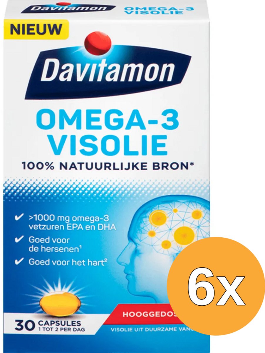 6x Davitamon Omega 3 Visolie (60 capsules)