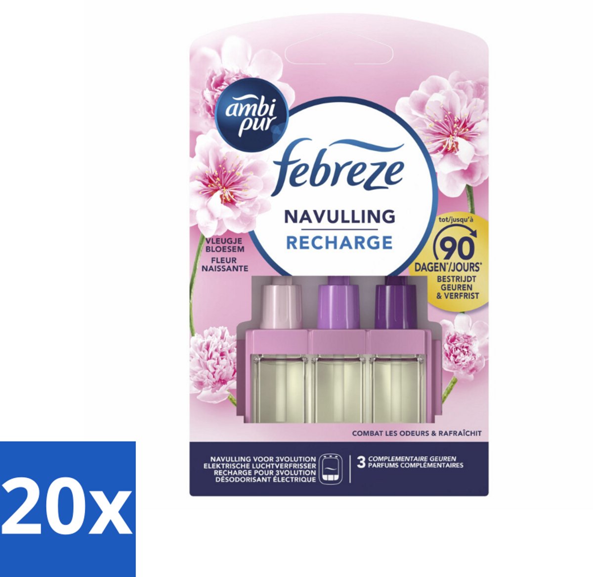 Ambi Pur - 3Volution - Navulling - Vleugje Bloesem - 20 ml - Bulkverpakking - 20 stuks