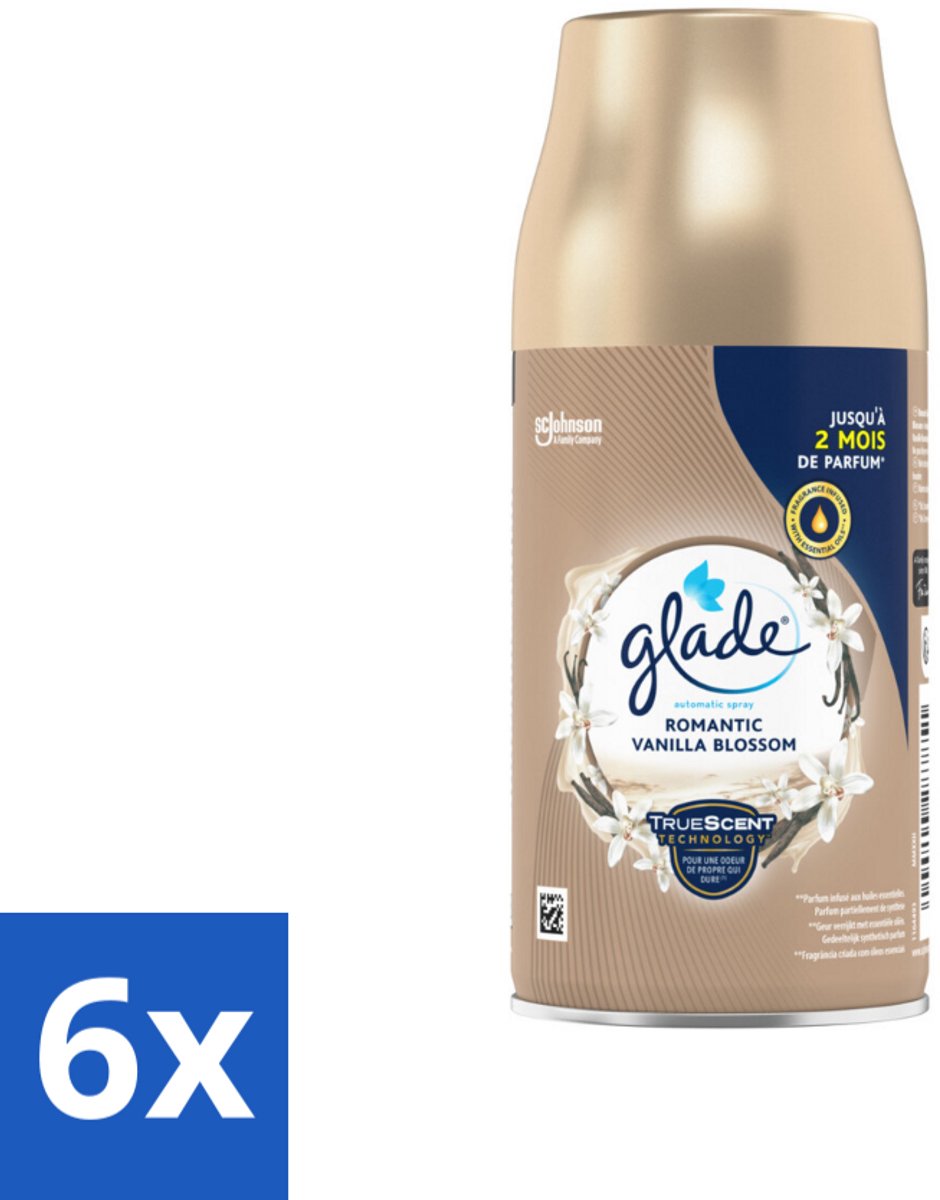 6 x Glade - Automatische Spray - Romantic Vanillebloesem - 269 ml - Geur - Vanille - Bloemen - Spray - Huisgeur
