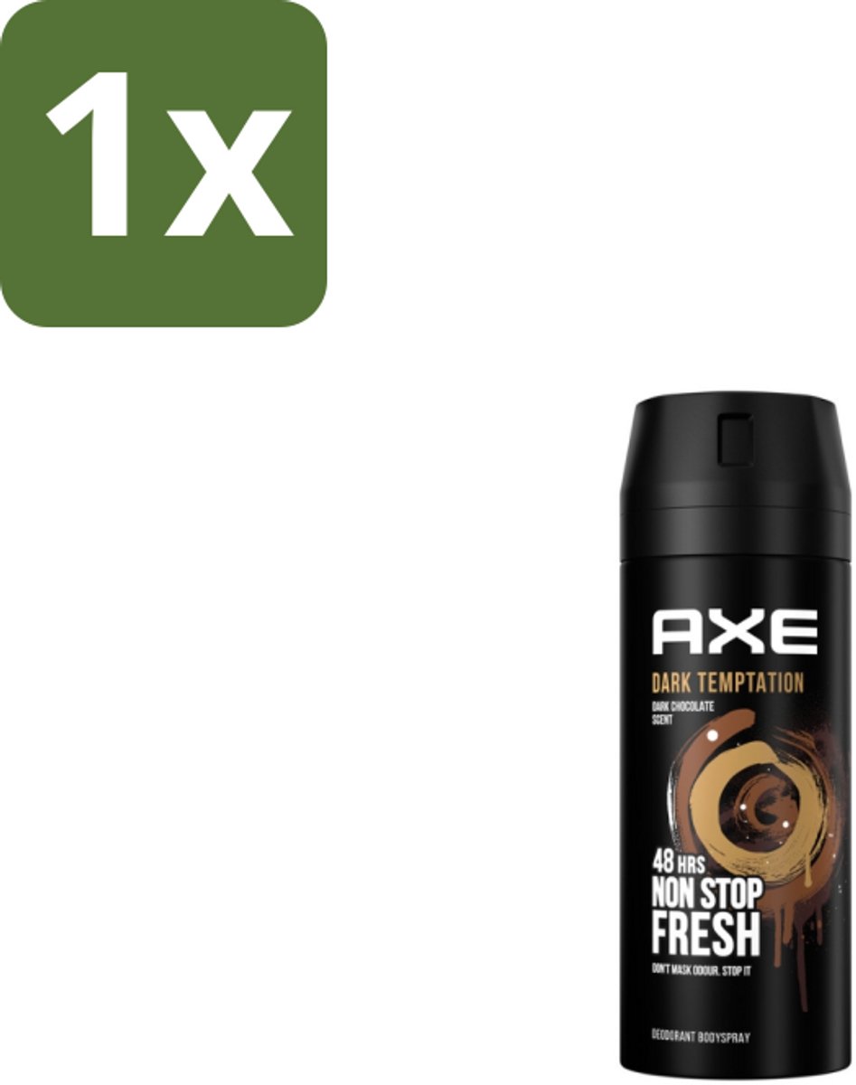 1 x AXE - Deodorant Spray - Dark Temptation - Chocoladegeur - Verleidelijk Fris - 150 ml - Deodorant Spray - Chocolade Geur - AXE Dark Temptation - Verleidelijke Geur - 48 Uur Bescherming