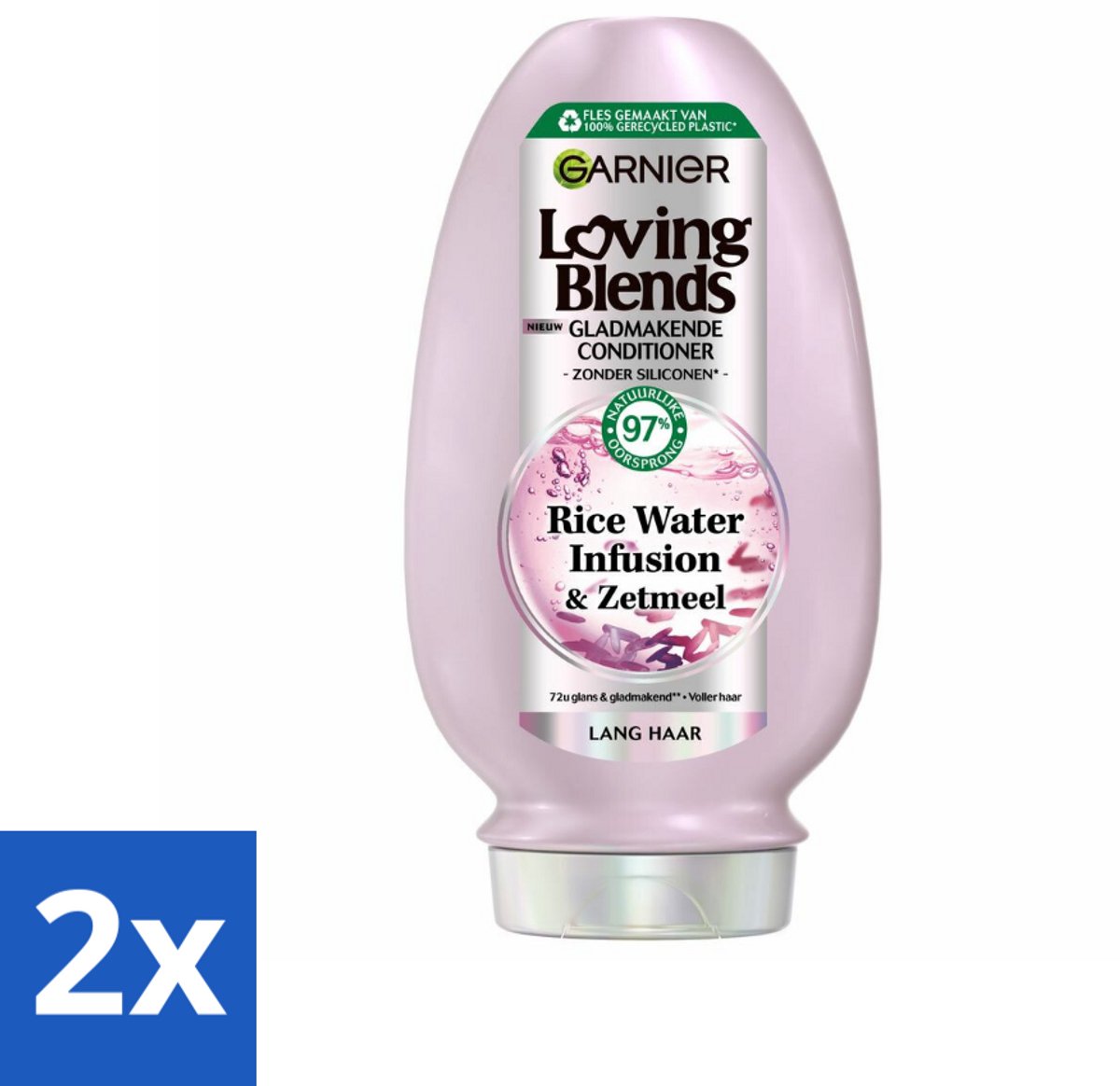 2 x Garnier - Loving Blends Rice Water Infusion - Conditioner - Glans & Zachtheid - Lang Haar - 250 ml - Haar Glans - Zachtheid Haar - Conditioner Lang Haar - Rijstwater Haar - Natuurlijke Conditioner