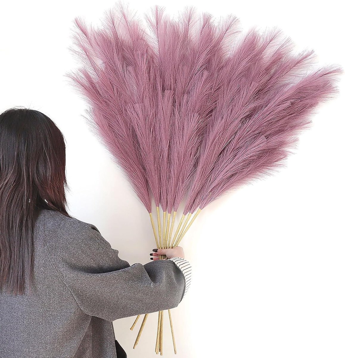 Pampasgras kunstplant 113 cm - Fluffy paarse takken - Perfect voor vaas of interieurdecoratie - ShopVlot
