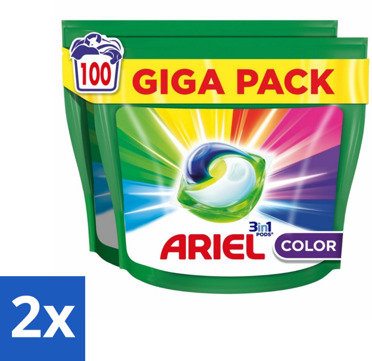 2 x Ariel - 3in1 Wasmiddel Pods - Color - 100 Pods - Wasmiddel Pods - Ariel - Kleurwas - Vlekkenverwijderaar - Kleurbehoud