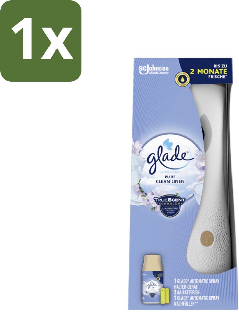 1 x Glade - Startset Automatische Spray - Pure Clean Linen - 269 ml - Automatische Luchtverfrisser - Geurverspreiding - Pure Clean Linen - Frisse Geur - Linnengoed Geur