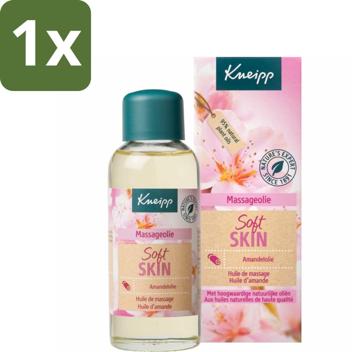 1 x Kneipp - Massageolie - Soft Skin - Amandelbloesem - Voor zachte & soepele huid - 100 ml - Massageolie - Zachte Huid - Amandelolie - Soepele Huid - Droge Huid
