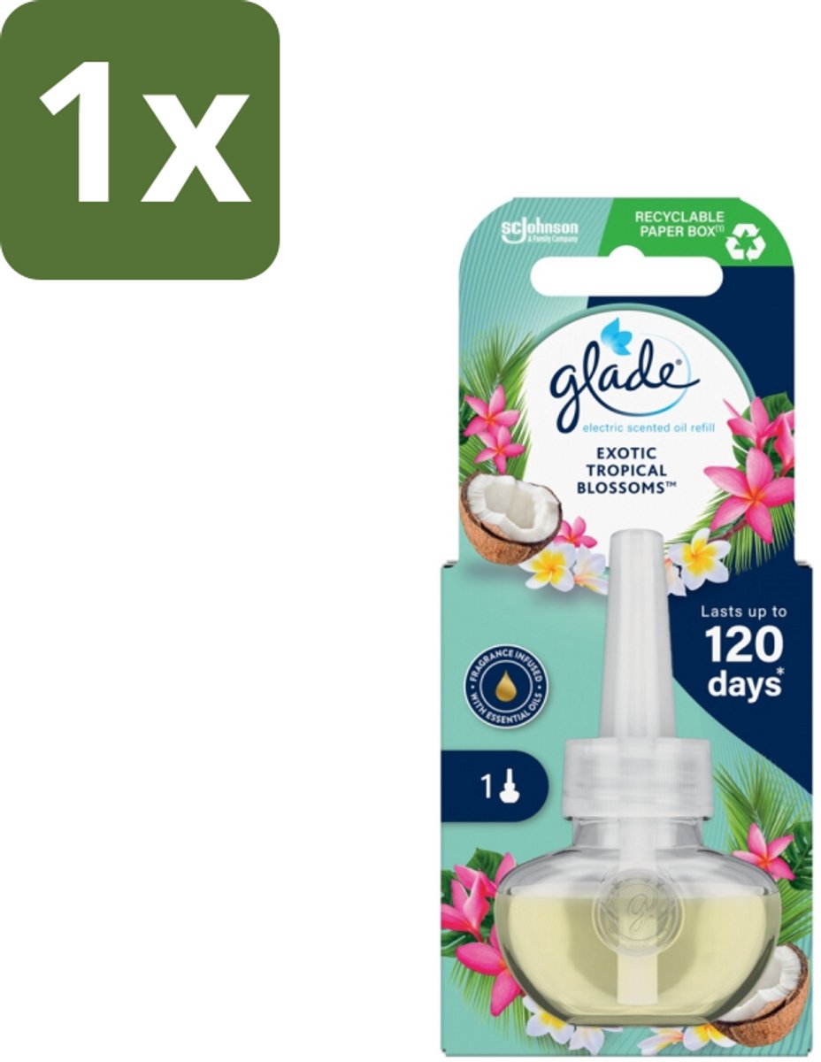 1 x Glade - Navulling Elektrische Olie - Exotic Tropical Blossoms - Zonder Houder - Tropische Geur - Monoi Olie - Exotische Bloemen - Kokosmelk - Elektrische Geur