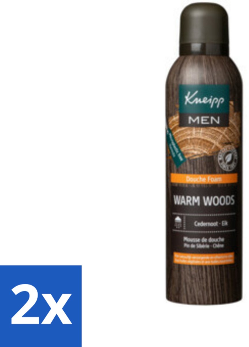 2 x Kneipp - Douche schuim - Men - Warm Woods - Warme houtgeur - 200 ml - Douche Foam - Mannen - Natuurlijke Verzorging - Houtgeur - Cedernoot