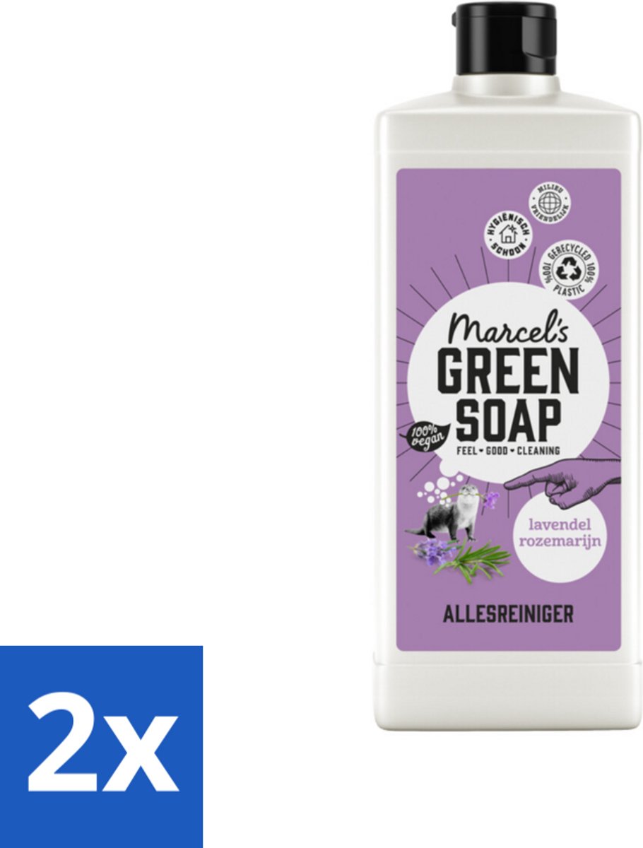2 x Marcel's Green Soap - Allesreiniger - Lavendel & Rozemarijn - Natuurlijk & effectief - 750 ml - Allesreiniger - Schoonmaakmiddel - Lavendel - Rozemarijn - Biologisch Afbreekbaar