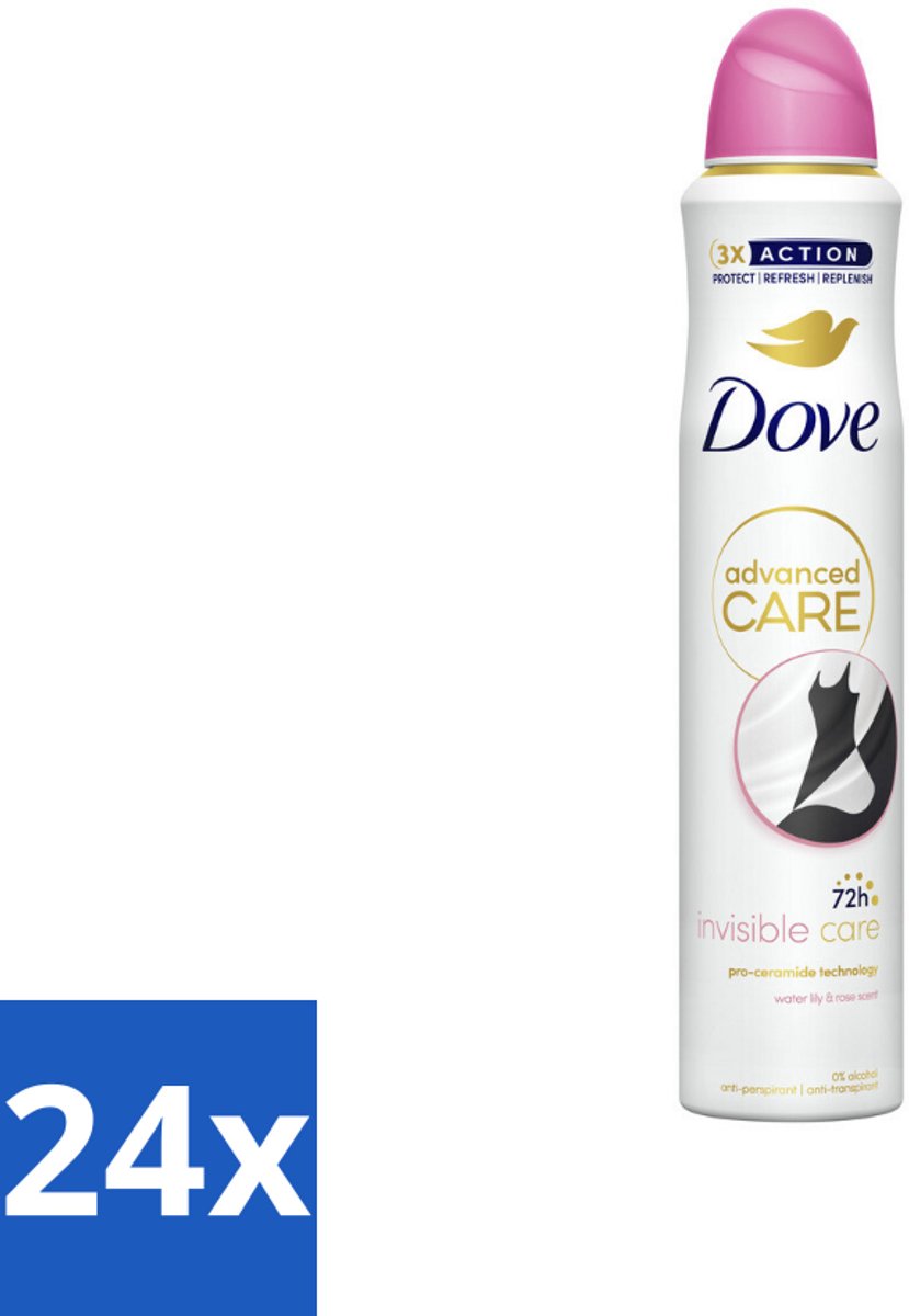 24 x Dove Deodorant Spray - Invisible Care - 200 ml - Deodorant - Antitranspirant - Dove - Invisible Care - 72 Uur Bescherming