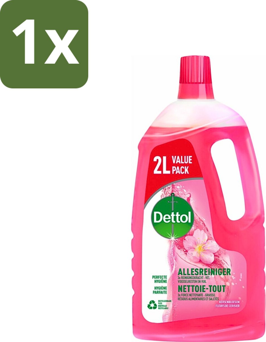 1 x Dettol - Allesreiniger - Kersenbloesem - Dieptereiniging - 2 liter - Allesreiniger - Reinigen - Hygiëne - Kersenbloesem - Dieptereiniging