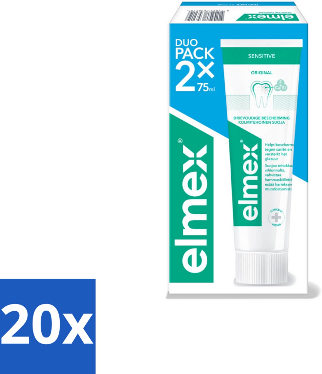 Elmex - Tandpasta - Sensitive Duopack - Gevoelige Tanden - 2 x 75 ml - Bulkverpakking - 20 stuks