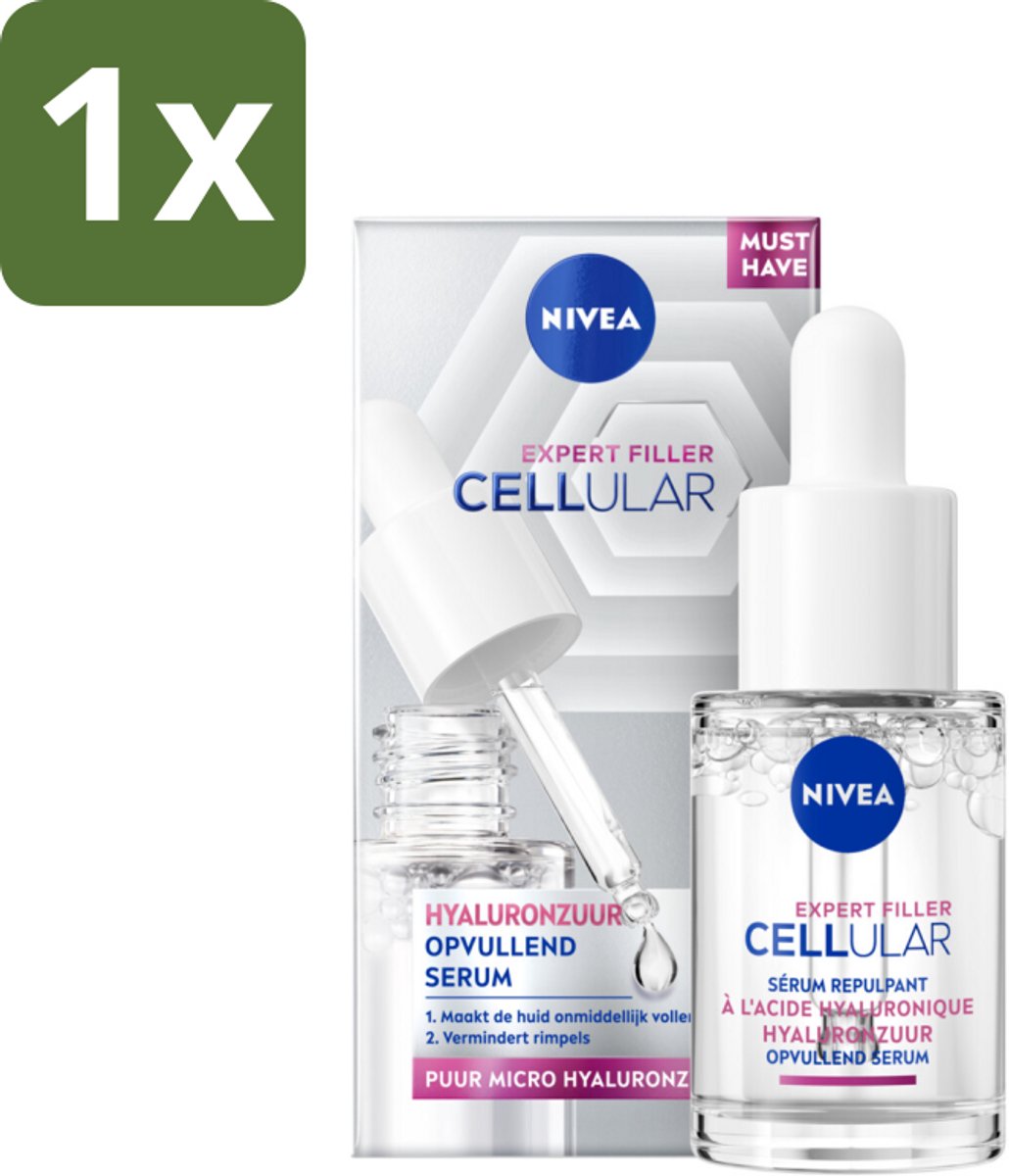 1 x Nivea - Cellular - Expert Filler Hyaluronzuur Serum - Rimpelvullend en Hydraterend - 15 ml - Hyaluronzuur Serum - Anti-aging Serum - Rimpelvulling - Hydraterend Serum - Micro-hyaluronzuur