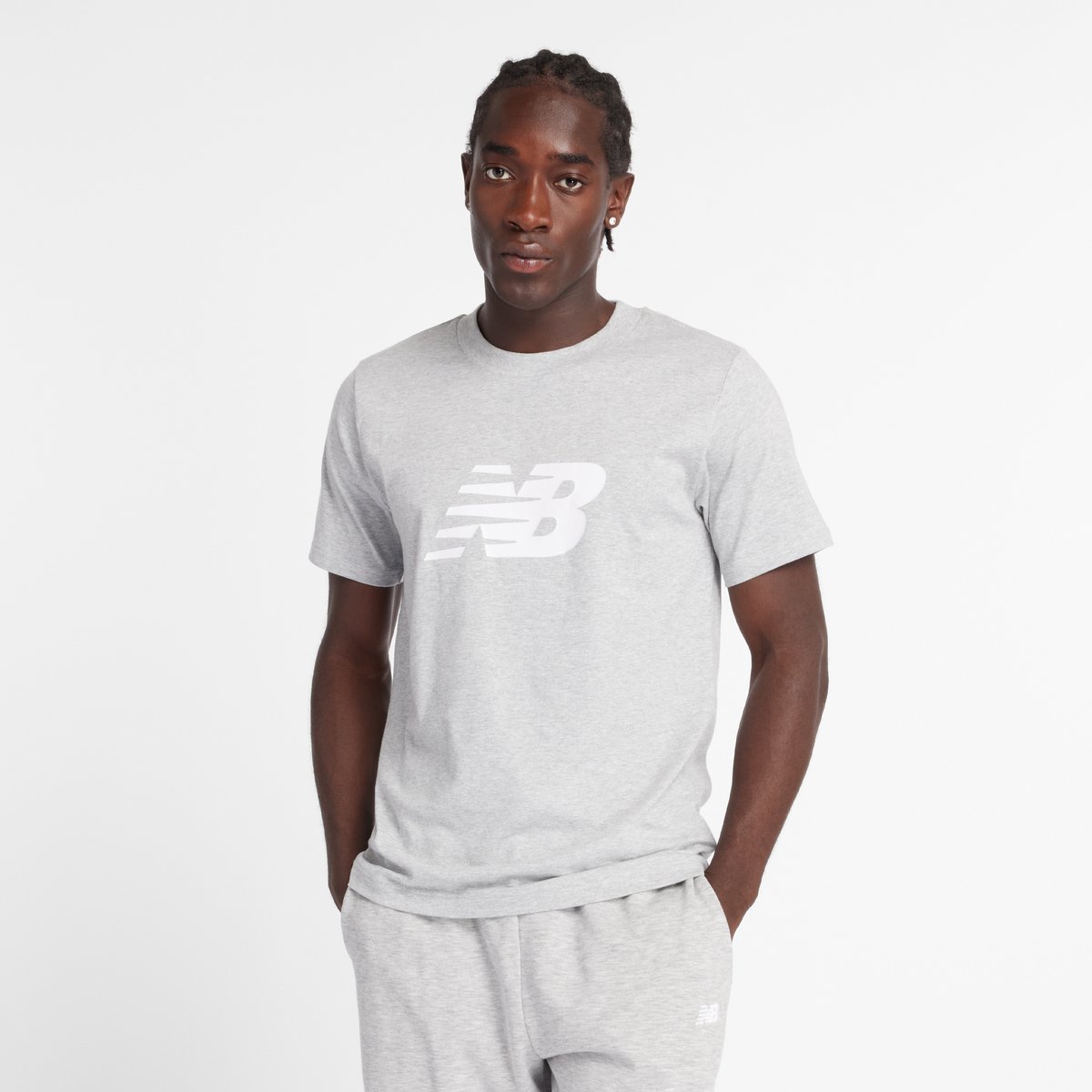 New Balance Sport Jersey Logo T-Shirt Heren T-shirt ATLETIC Grijs