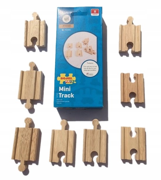 BigJigs Houten Treinbaan 8 Korte Rails - Uitbreidingsset BJT104 van Merkloos — afbeelding 5